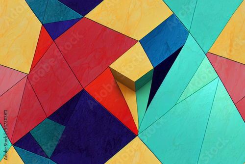3d Triangular Geometric Marble Tile Design Pattern. 3d Random Triangular Texture Shape Art