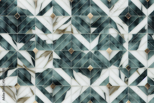 Abstract Geometric Marble Tile Background in Pastel Green and White Colors