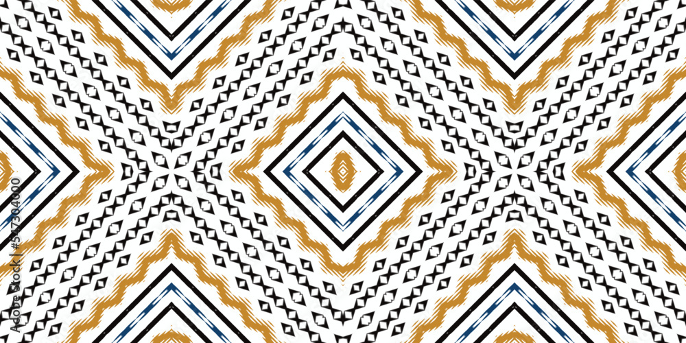 Obraz premium Ikat floral tribal cross Geometric Traditional ethnic oriental Design for Prints Fabric saree Mughal brush symbol Swaths texture Kurti Kurtis Kurtas