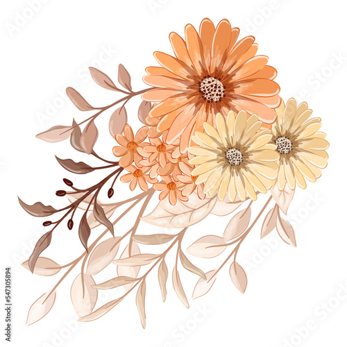 orange watercolor flower arrangement