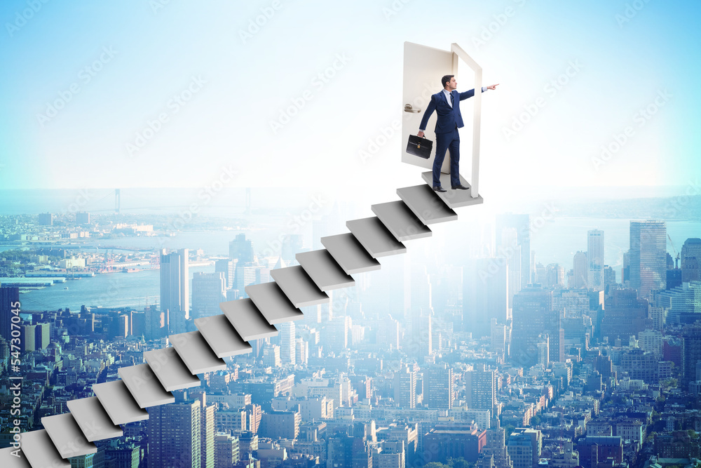 Concept of stairs leading upstairs