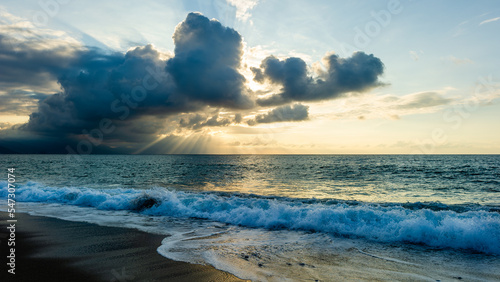 Ocean Sunset Sun Rays Emanating Through Inspirational Faith Clouds 16.9