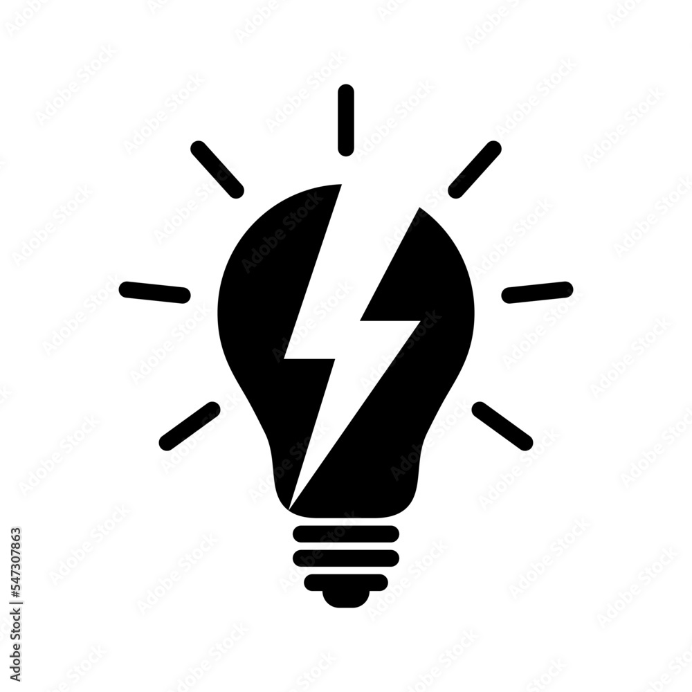 Light bulb with lightning icon Stock Vector | Adobe Stock