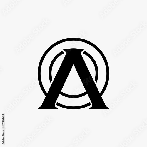 Simple and unique letter or word A serif font with double circle line around image graphic icon logo design abstract concept vector stock. Can be used as symbol related to initial or monogram