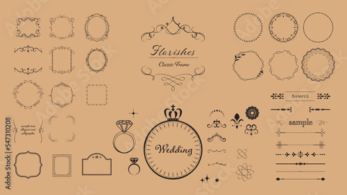 エレガントで上品な飾り枠フレームイラスト素材02/ヨーロピアンウェディング