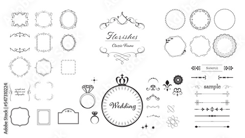 エレガントで上品な飾り枠フレームイラスト素材01/ヨーロピアンウェディング