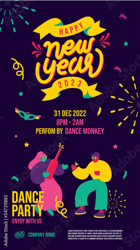 new year banner portrait party invitation dance