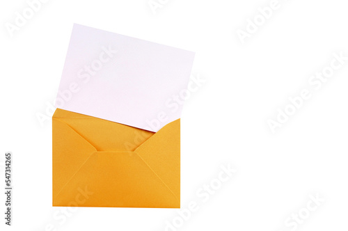 Manila gold brown envelope with blank letter note post card isolated transparent background photo PNG file