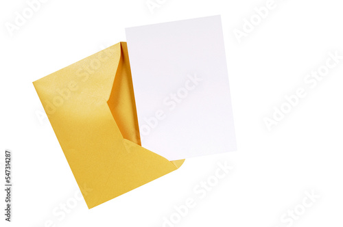 Manila brown gold envelope with blank letter card invite invitation thank you note isolated transparent background photo PNG file