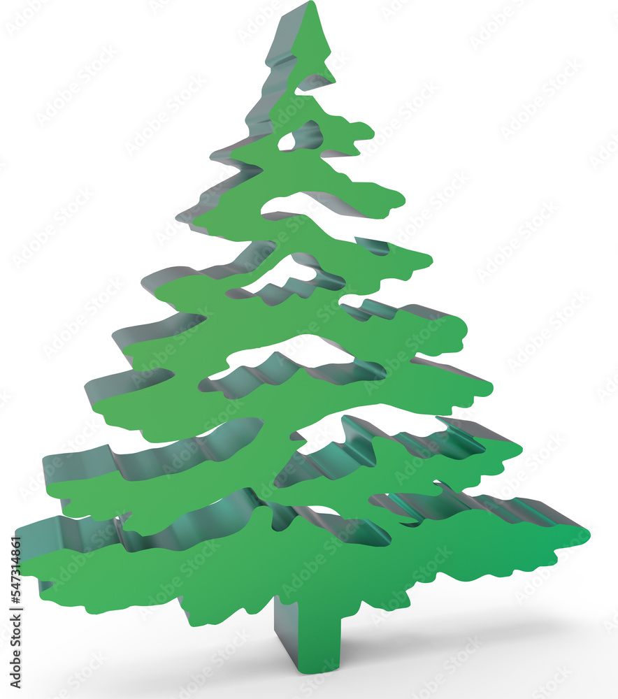 3D Cutout Tree Christmas Green Rendered Illustration 3D Cutout Tree Christmas Green Rendered Illustration