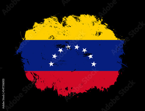 Venezuela flag painted on black stroke brush background