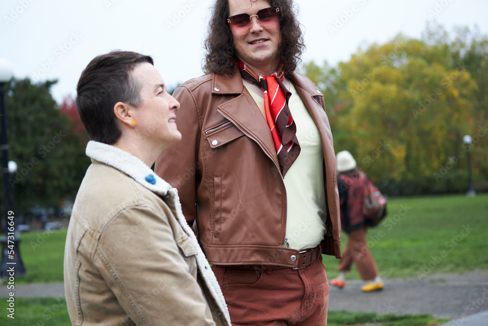 Fototapeta premium transgender nonbinary friends in the park