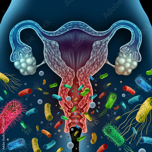 Bacterial Vaginosis concept as a vaginal inflammation caused by bacteria infection in the vagina  photo
