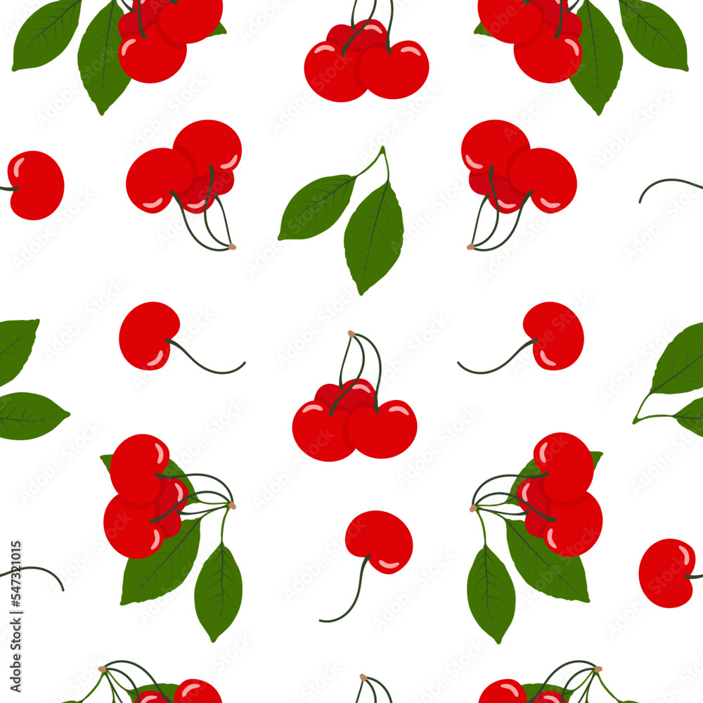 Cherry berries seamless pattern on transparent background Cherry berries seamless pattern on transparent background