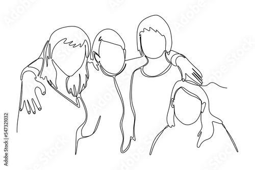 International hug day, girls. One line art
