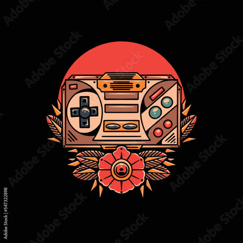 retro gaming tattoo vector design