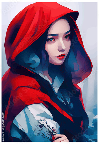 Gritty Digital Oil Painting. Dystopian Post-Apocalyptic Version of Little Red Riding Hood. [3D Digital Art Illustration; Sci-Fi Fantasy Horror Background; Game, Graphic Novel, or Postcard Image]