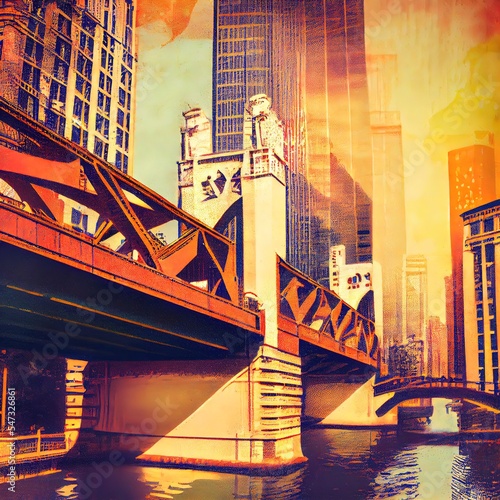 Chicago Bridge Vintage Picture Effect