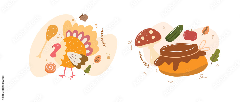 Thanksgiving concept with flat design resources and background