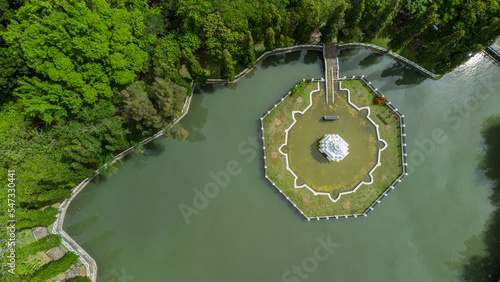 Putroe Phang Park, located in Banda Aceh City, was captured from above using an aerial drone with bird's eye technique photo