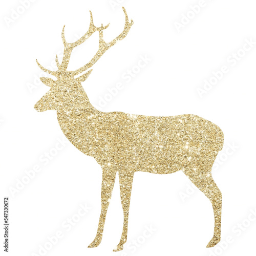 christmas gold deer silhouette ,christmas gold reindeer isolated © peacefy
