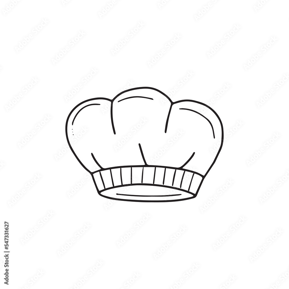 Vector hand drawn kitchen cap. Isolated on white background drawing for prints and posters Vector hand drawn kitchen cap. Isolated on white background drawing for prints and posters
