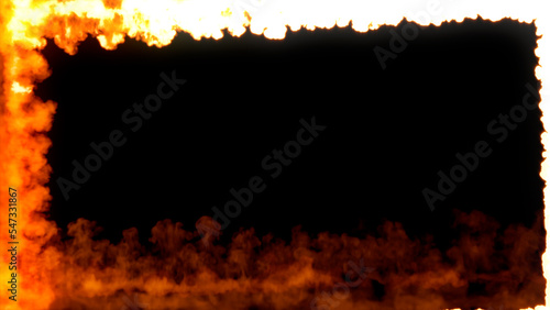 Square blazing frame for content of blazing fire trails, isolated - object 3D illustration