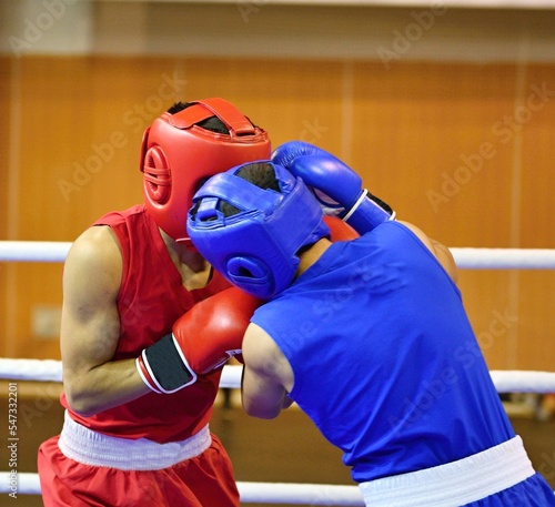 Boys fighter compete in boxing