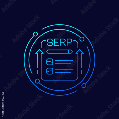 SERP icon, Search engine results page, linear design