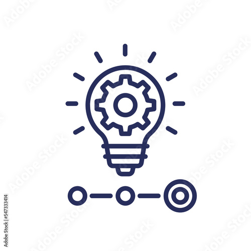 startup, entrepreneurship line icon with a light bulb