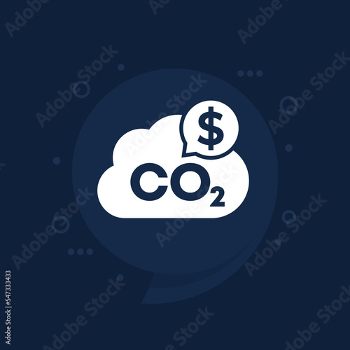 carbon emissions cost icon, co2 gas price vector