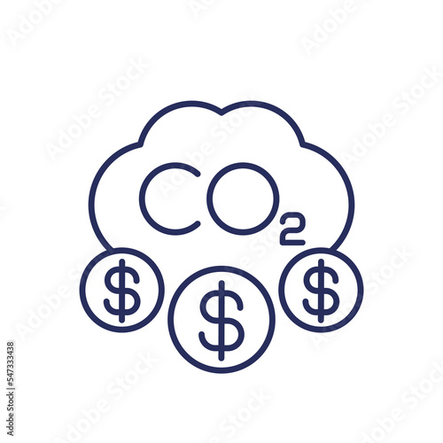 carbon emissions cost line icon