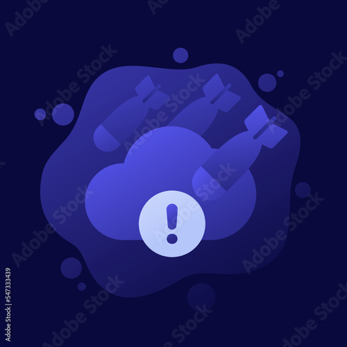 Hosting under DDoS attack icon, vector design