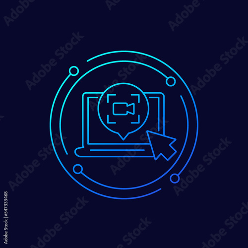 screen recording icon with a laptop, linear design