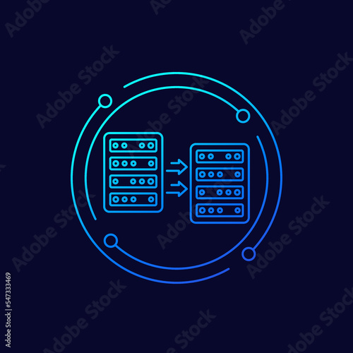 server backup and copy data icon, linear design