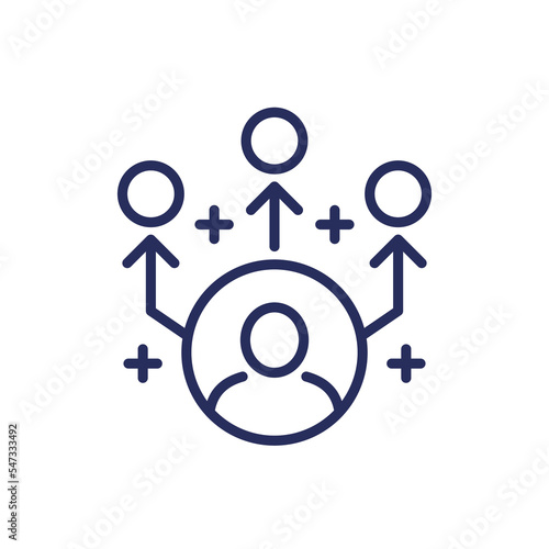Affiliate marketing and referrals line icon