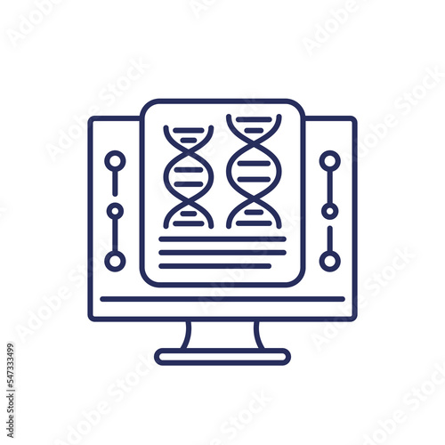 bioinformatics line icon with dna photo