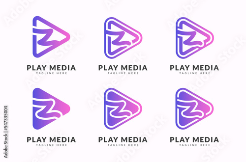 Letter Z play media creative gradient logo