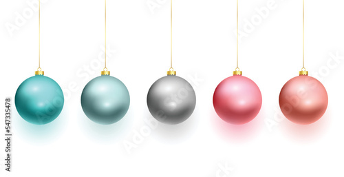 set of realistic christmas bauble element for xmas design