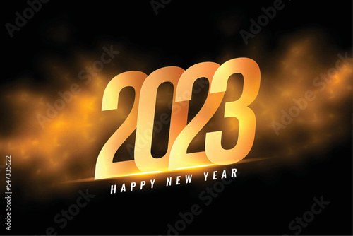 2023 golden text for new year banner with smoke effect