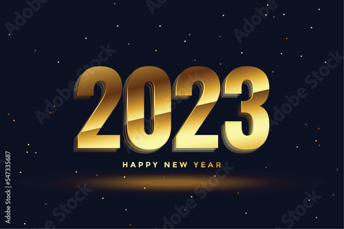2023 shiny golden text for new year festival banner