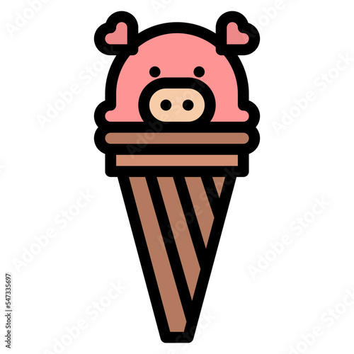 ice cream dessert cone cartoon icon