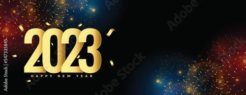 2023 new year grand celebration banner with firework