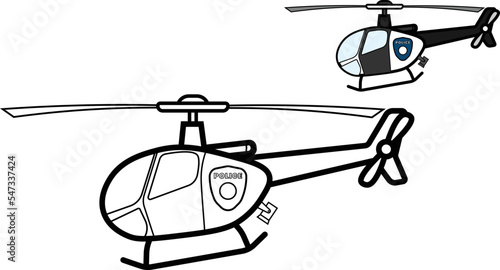 Vector illustration of police helicopter, good for coloring book for kids.