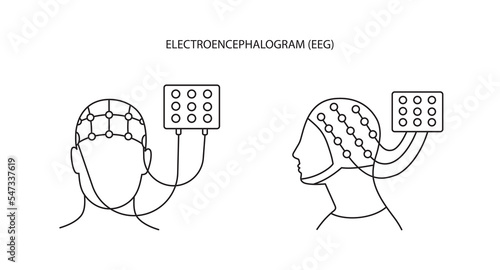 Electroencephalogram line icon in vector, illustration electroencephalography.
