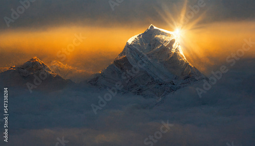 Foto Stunning mount everest at sunrise