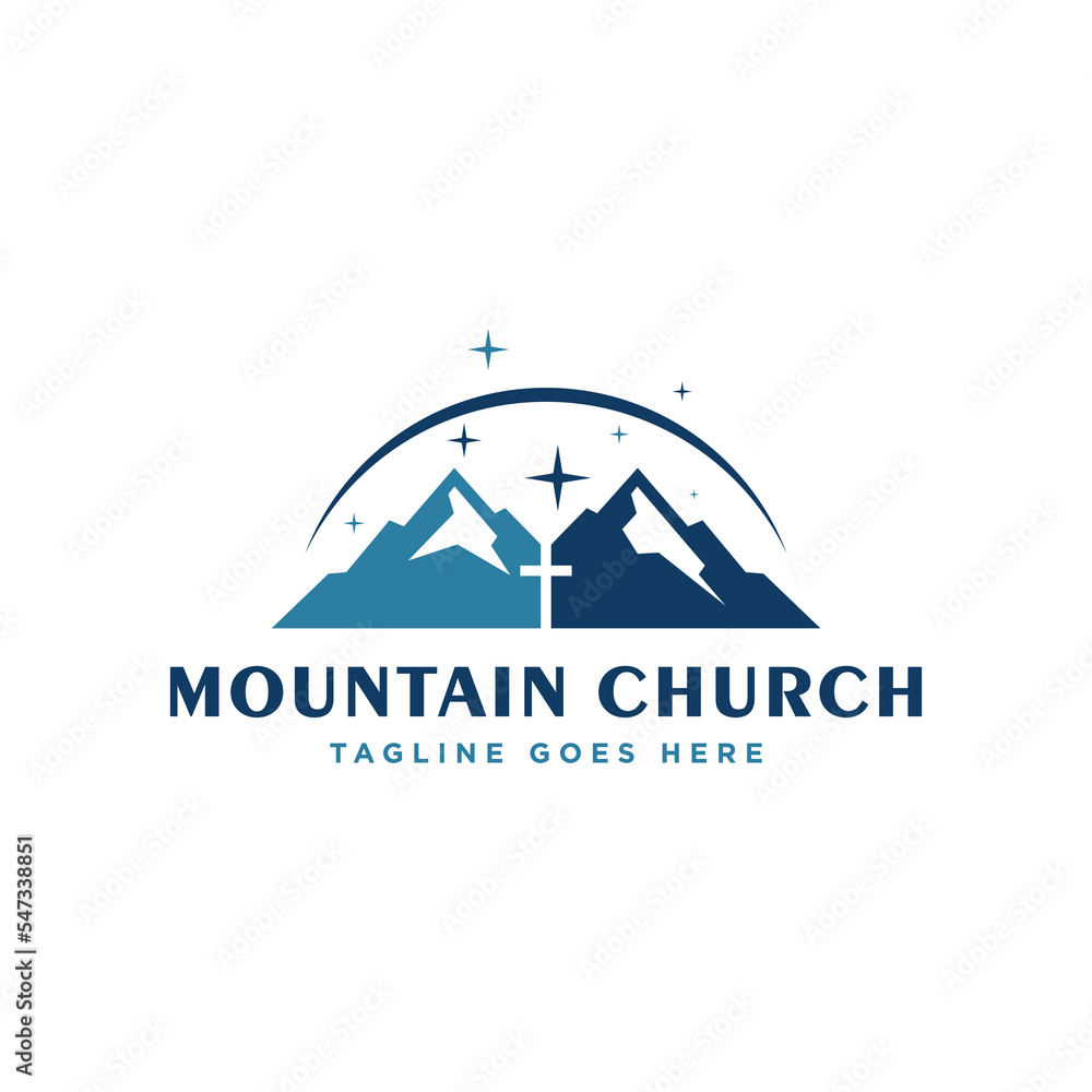 mountain church vector illustration logo design