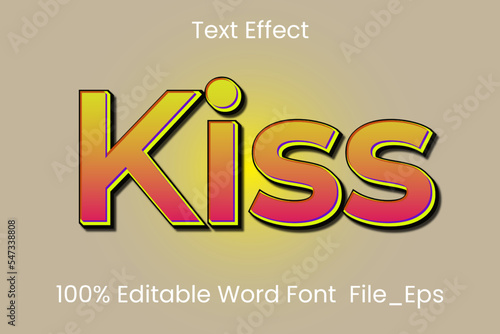  Kiss gradient text effect, editable text
