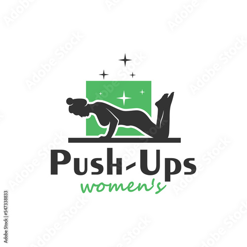 woman push up sport vector illustration logo