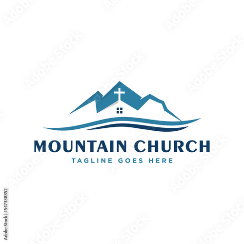 mountain church vector illustration logo design